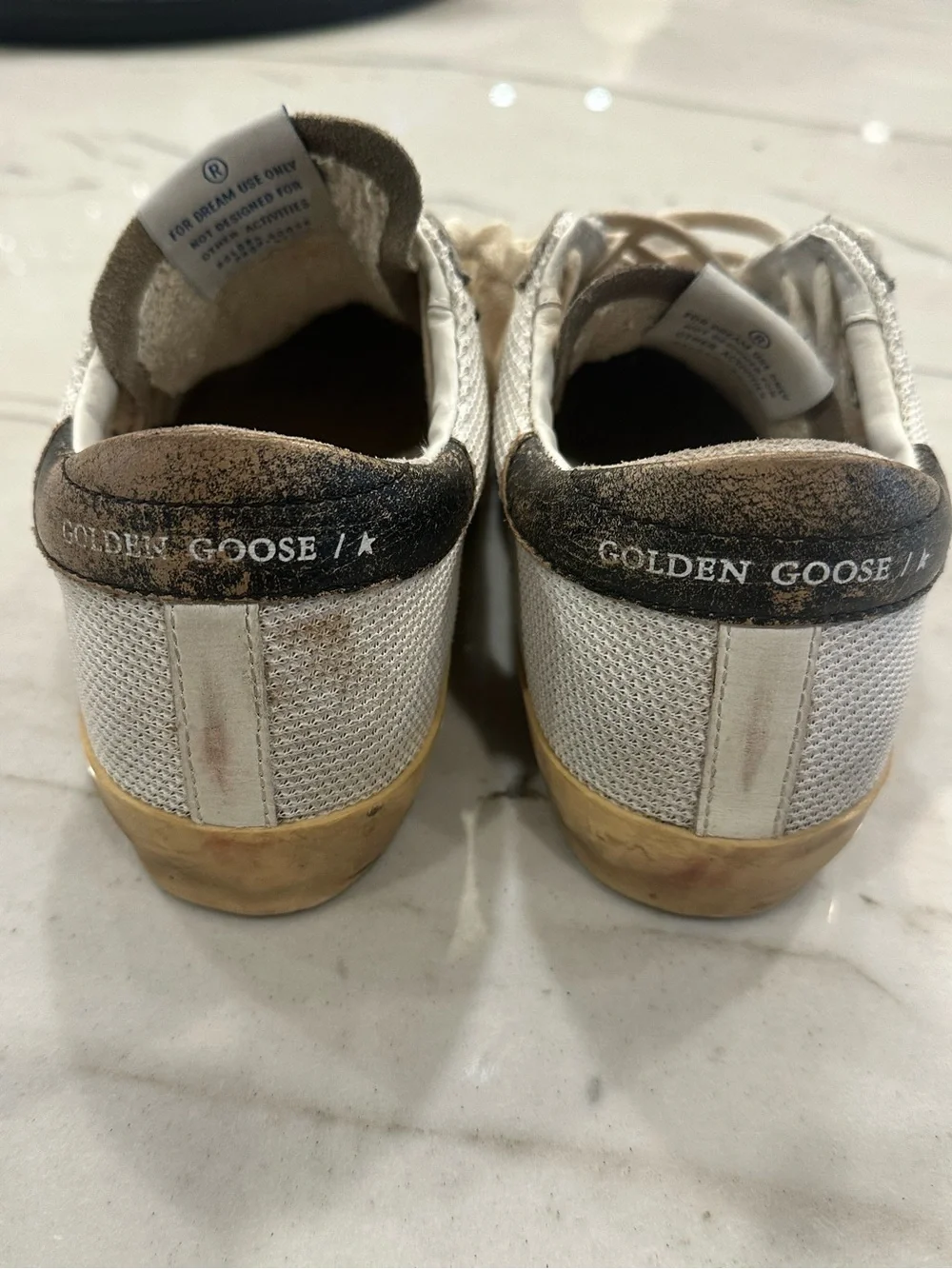 Golden Goose Super-Star Sneakers Size 37 White Silver Star Mesh Suede Toe + Box - Picture 5 of 9